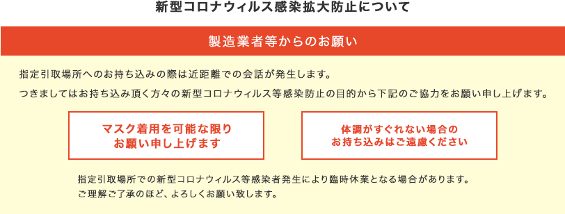 新型コロナウィルス等感染防止について